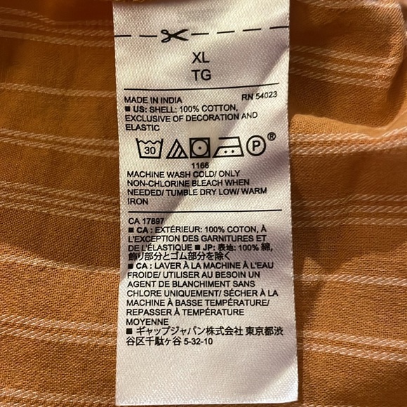 Banana Republic striped embroidered smocked neck top sz XL - Picture 3 of 7